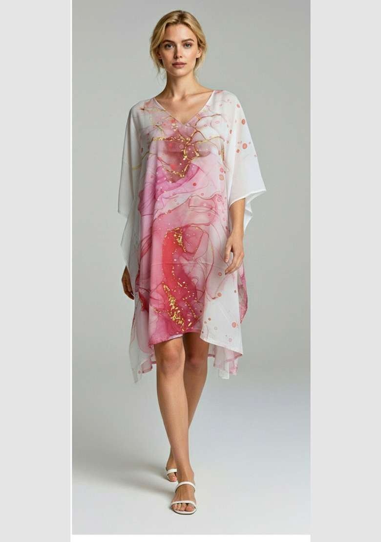 Multicolor Printed Cotton Kaftan - Indya