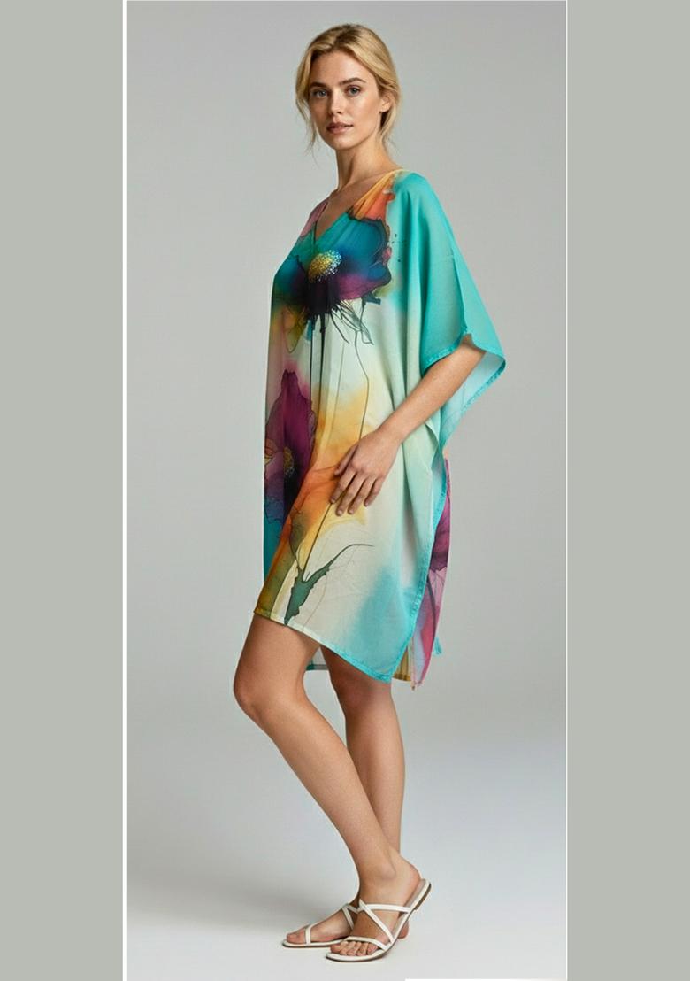 Multicolor Printed Cotton Kaftan - Indya