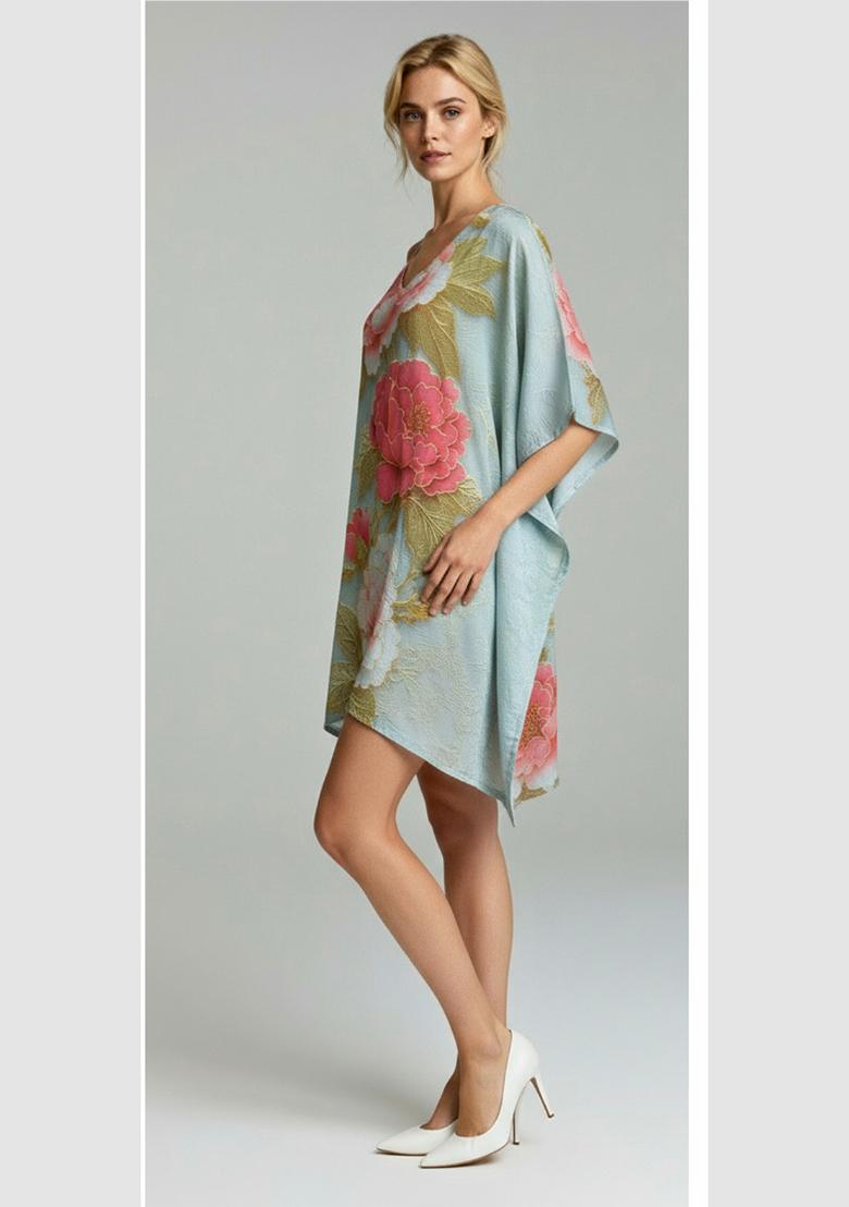 Multicolor Printed Cotton Kaftan - Indya