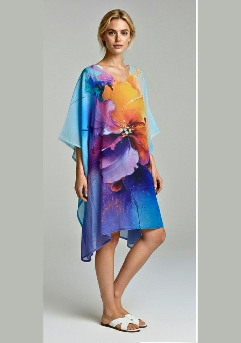 Multicolor Printed Cotton Kaftan - Indya
