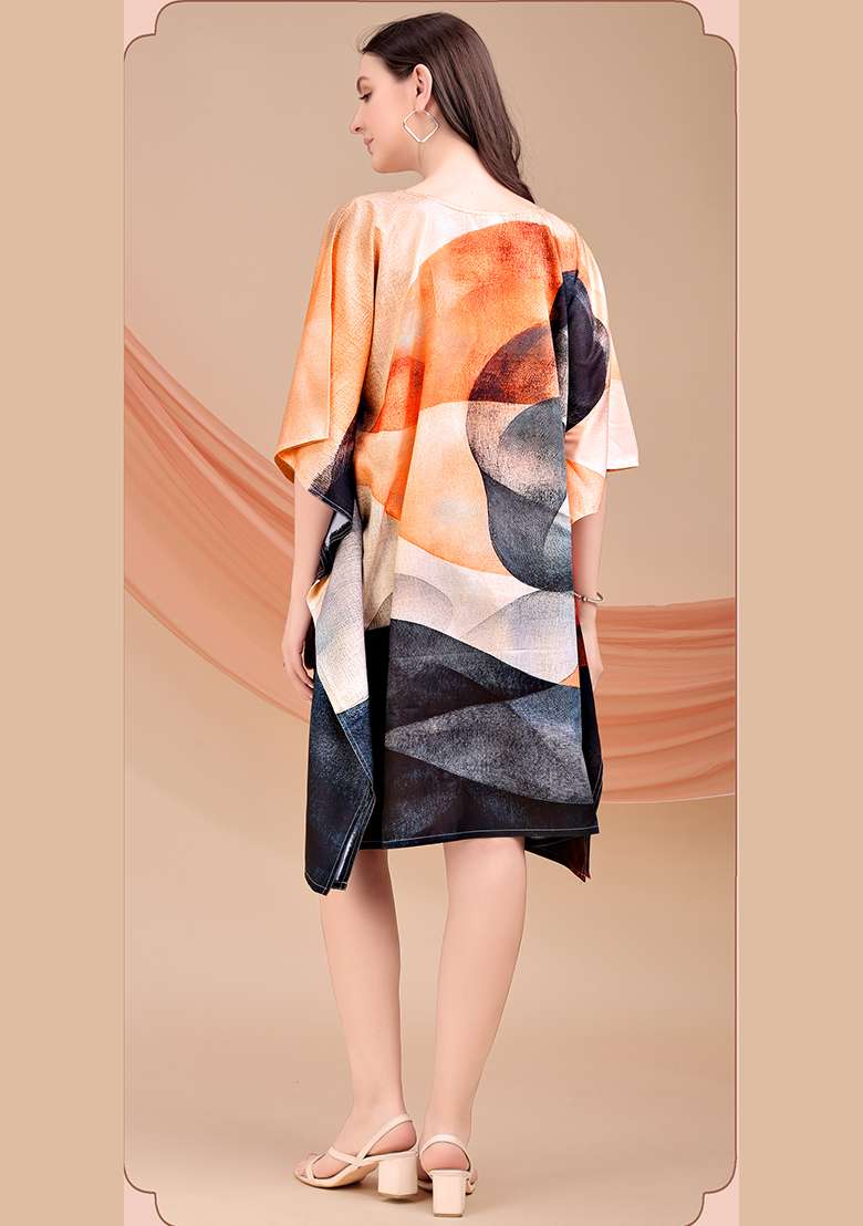 Multicolor Printed Polyester Kaftan - Indya