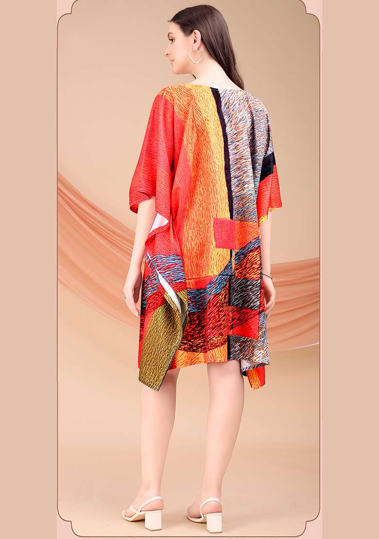 Multicolor Printed Polyester Kaftan - Indya