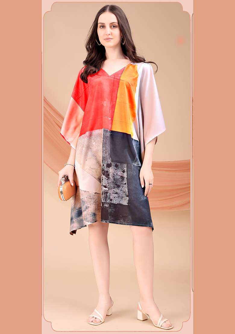 Multicolor Printed Polyester Kaftan - Indya