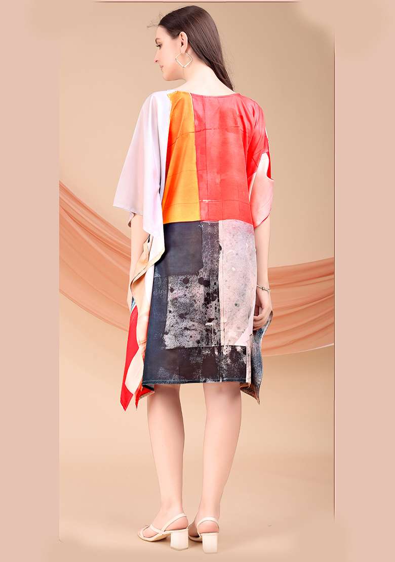 Multicolor Printed Polyester Kaftan - Indya