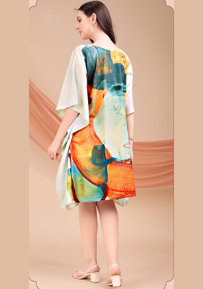 Multicolor Printed Polyester Kaftan - Indya