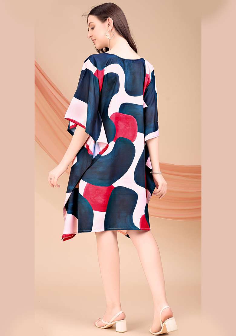 Multicolor Printed Polyester Kaftan - Indya