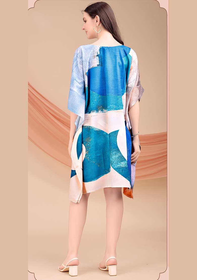 Multicolor Printed Polyester Kaftan - Indya