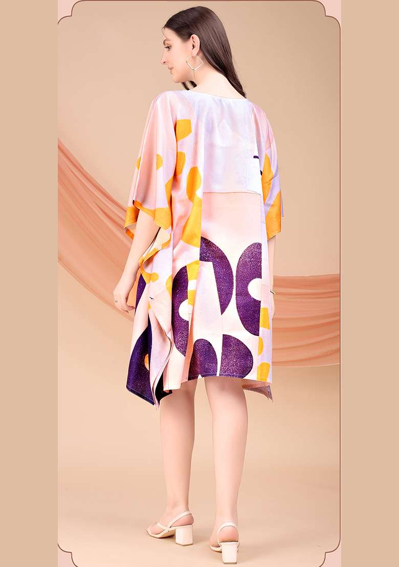 Multicolor Printed Polyester Kaftan - Indya
