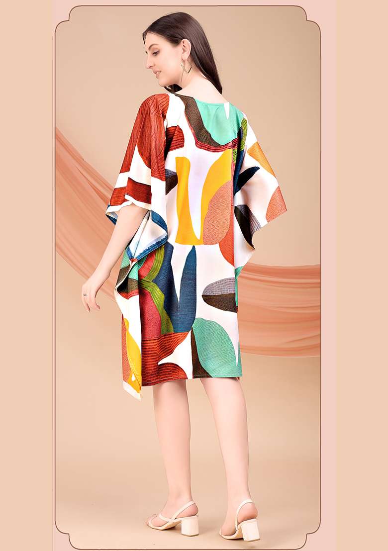 Multicolor Printed Polyester Kaftan - Indya