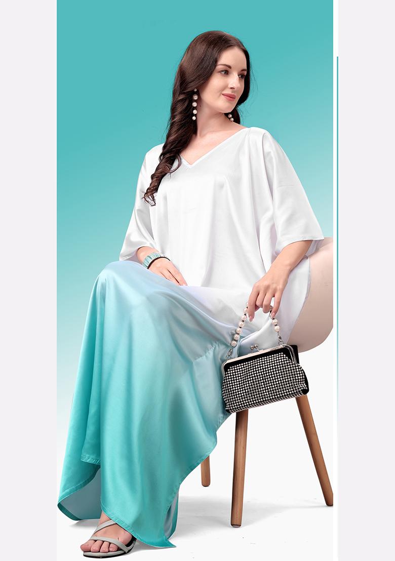 Multicolor Printed Satin Kaftan - Indya