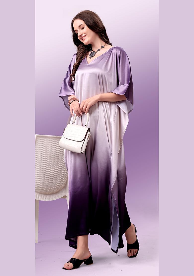 Multicolor Printed Satin Kaftan - Indya