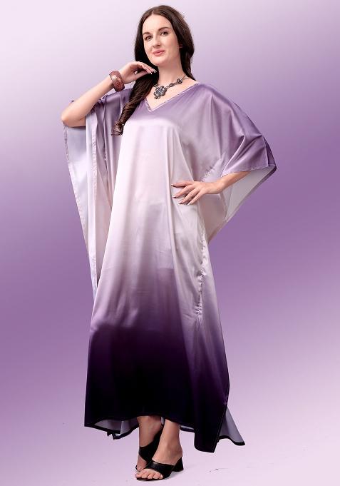 Multicolor Printed Satin Kaftan