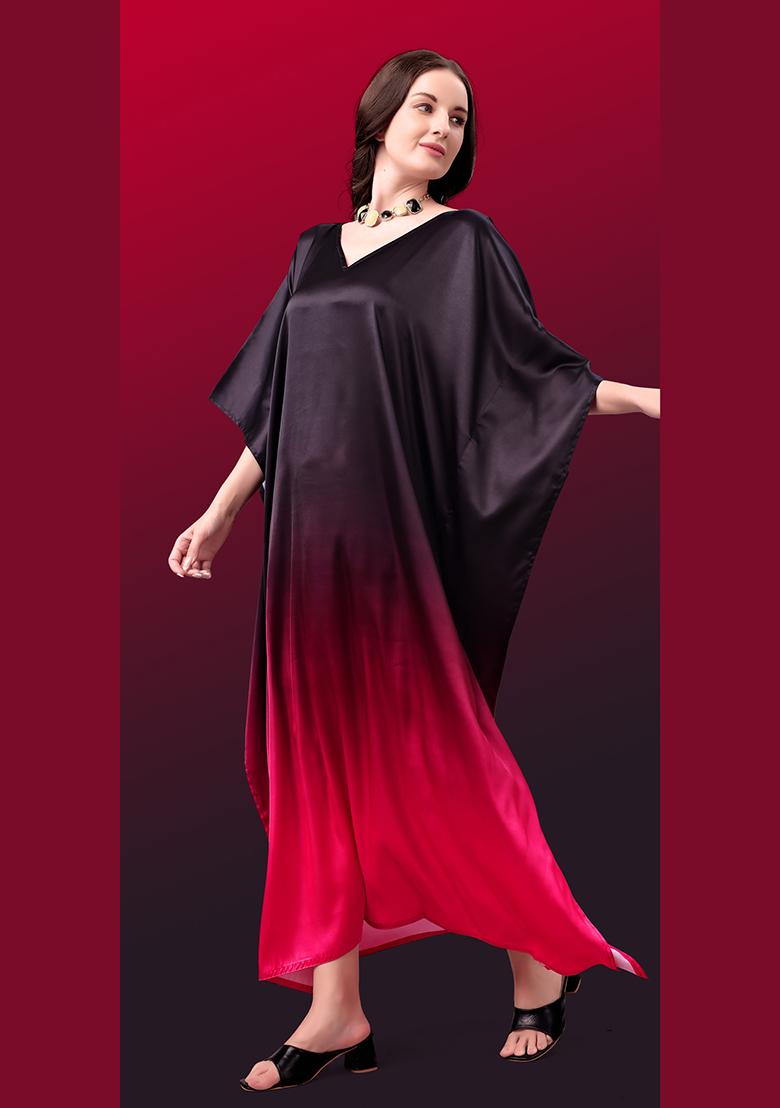 Multicolor Printed Satin Kaftan - Indya