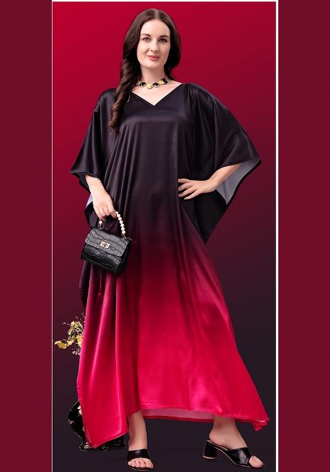 Multicolor Printed Satin Kaftan