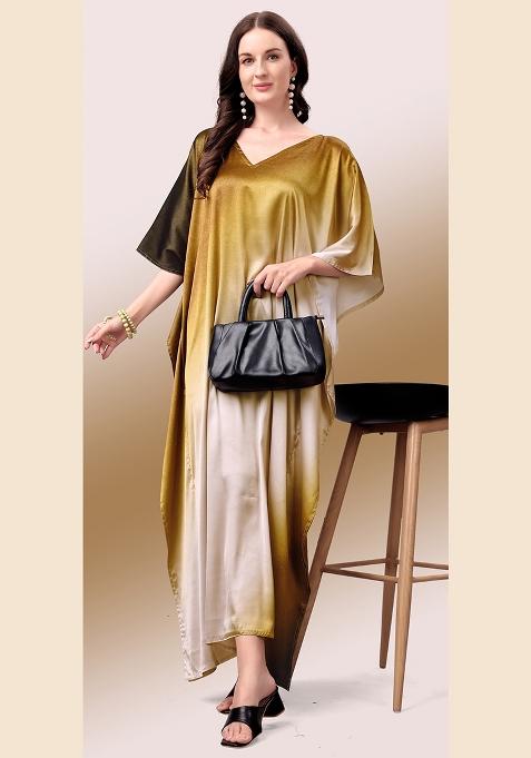 Multicolor Printed Satin Kaftan