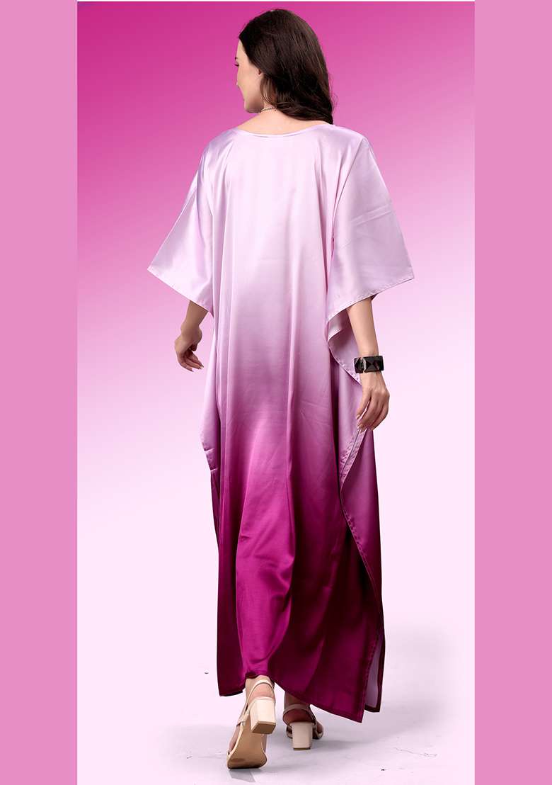 Multicolor Tie And Dye Satin Kaftan - Indya