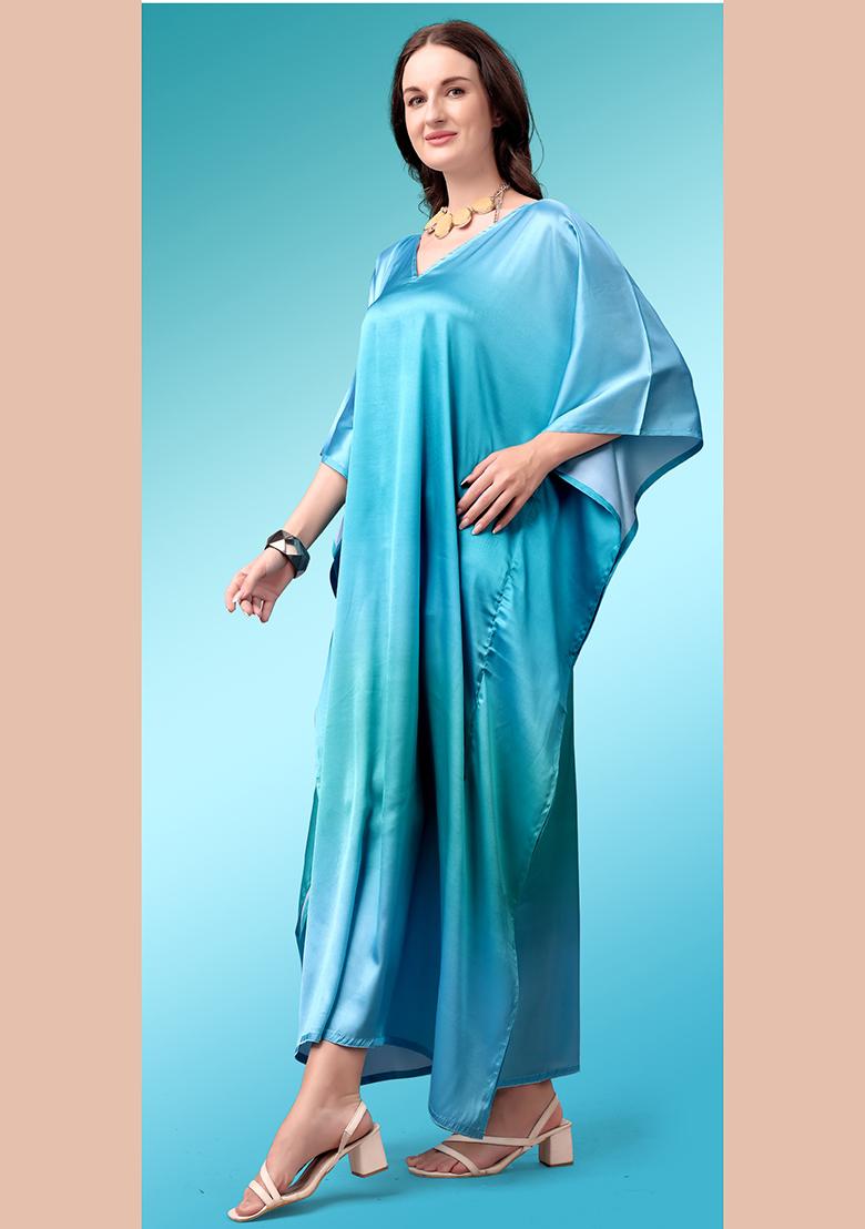 Multicolor Printed Satin Kaftan - Indya