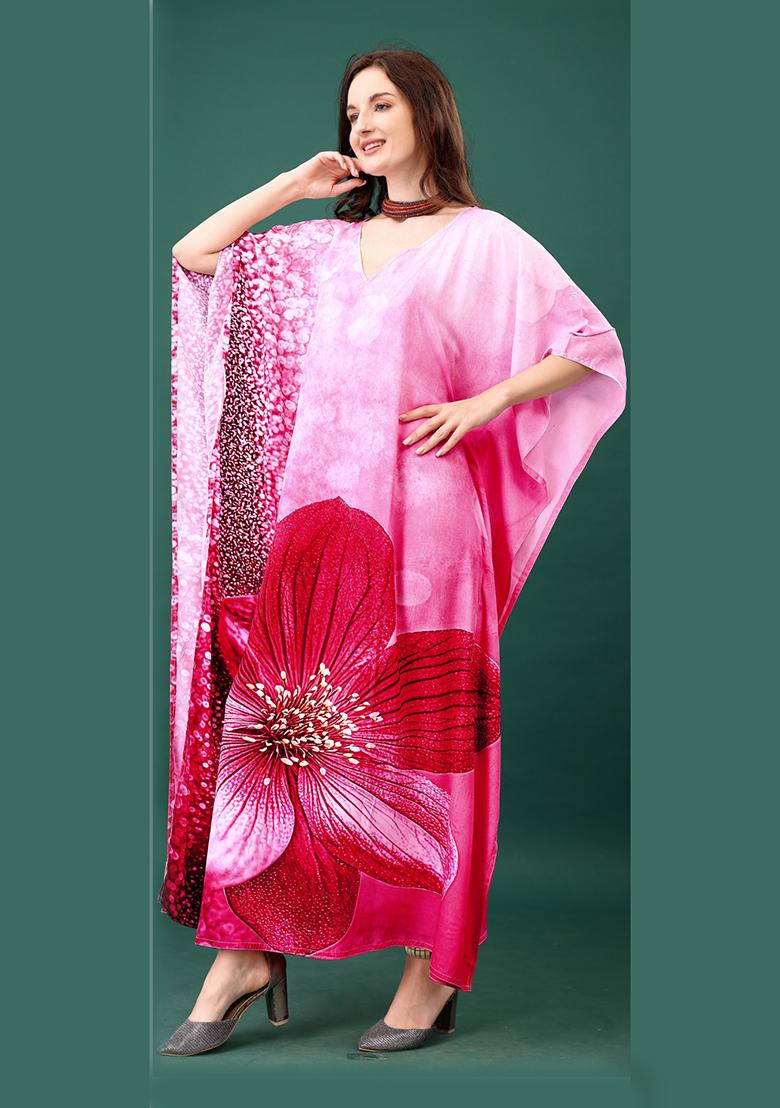 Multicolor Printed Silk Kaftan - Indya