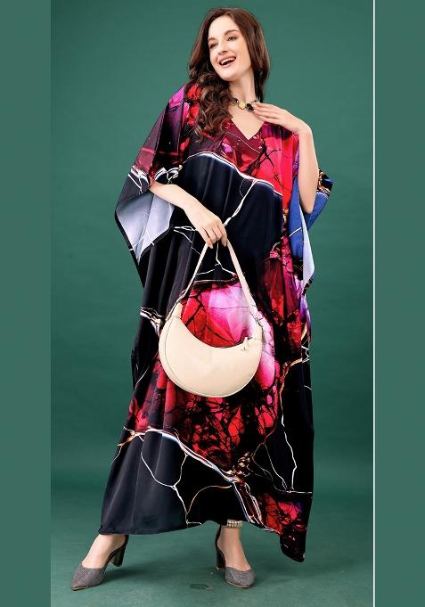 Multicolor Printed Silk Kaftan