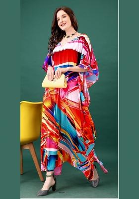 Multicolor Printed Silk Kaftan
