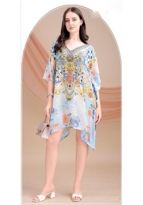 Multicolor Printed Silk Kaftan