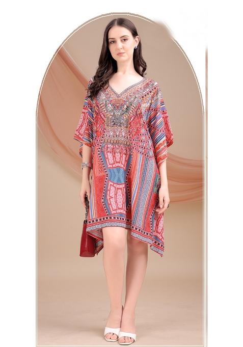 Multicolor Printed Silk Kaftan
