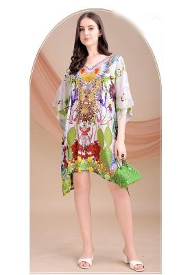 Multicolor Printed Silk Kaftan
