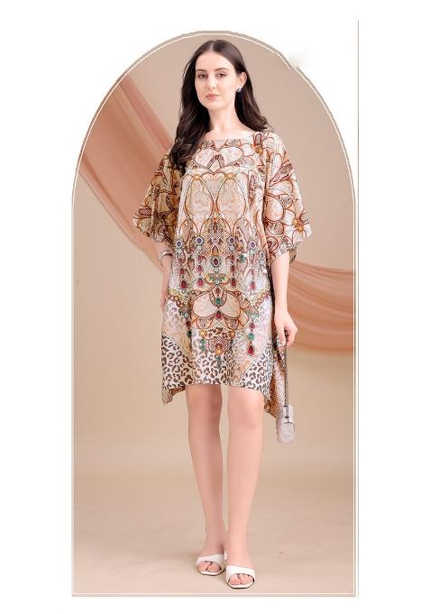 Multicolor Printed Silk Kaftan