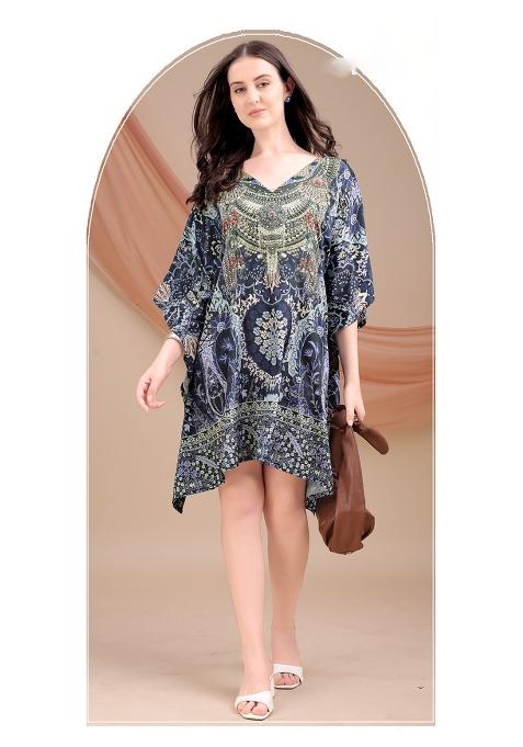 Multicolor Printed Silk Kaftan