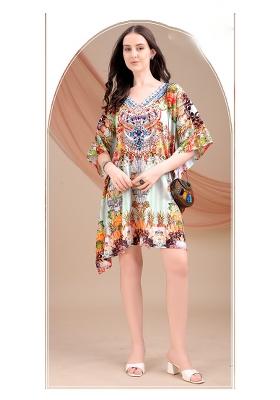 Multicolor Printed Silk Kaftan
