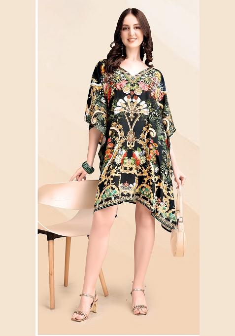 Multicolor Printed Silk Kaftan