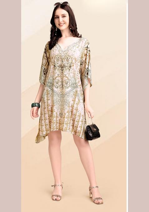 Multicolor Printed Silk Kaftan