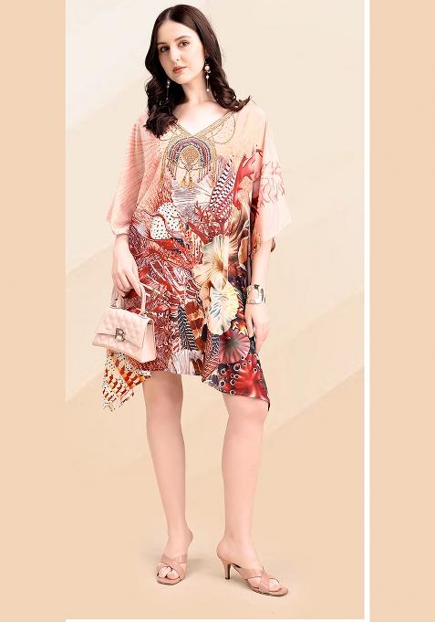 Multicolor Printed Silk Kaftan