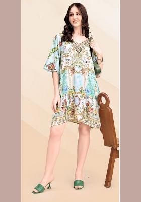 Multicolor Printed Silk Kaftan