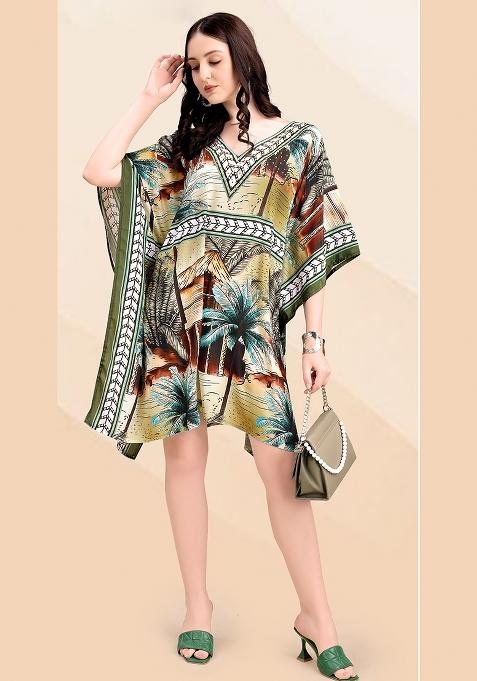 Multicolor Printed Silk Kaftan