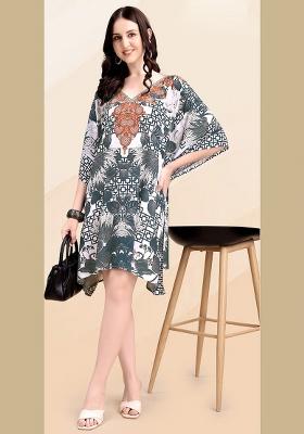 Multicolor Printed Silk Kaftan