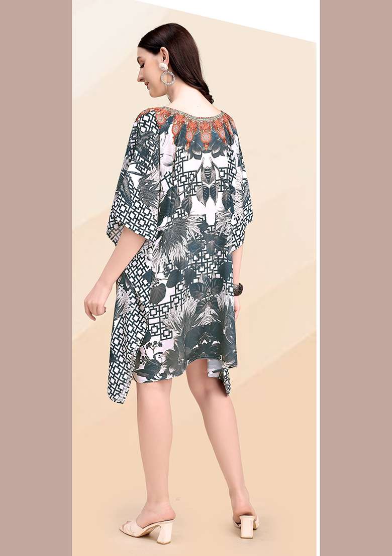 Multicolor Printed Silk Blend Kaftan - Indya