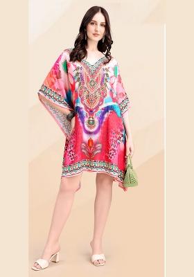 Multicolor Printed Silk Kaftan
