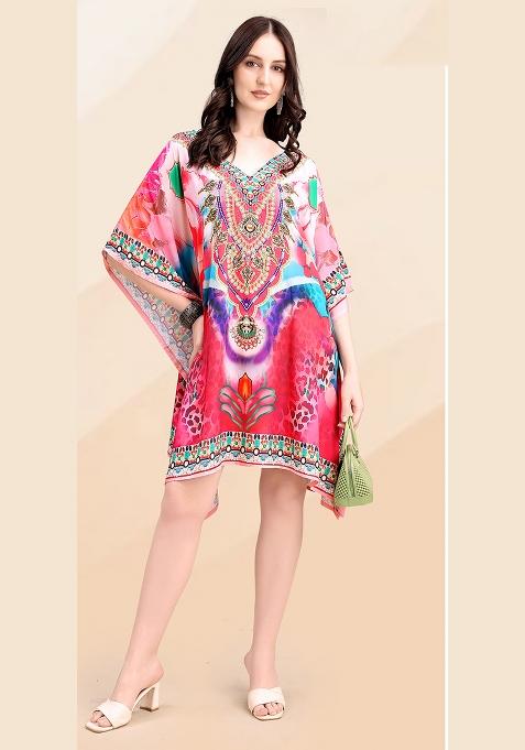 Multicolor Printed Silk Kaftan