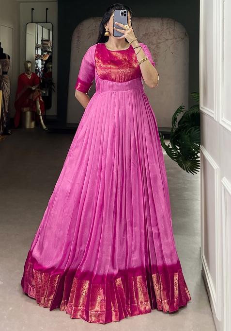 Light Pink Zari Work Mass Mello Gown