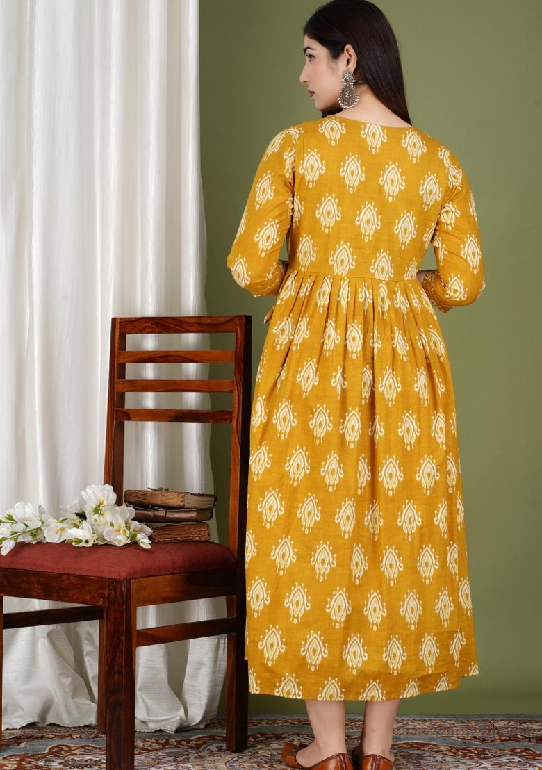 Grey Printed Cotton Maternity Maxi Dress - Indya