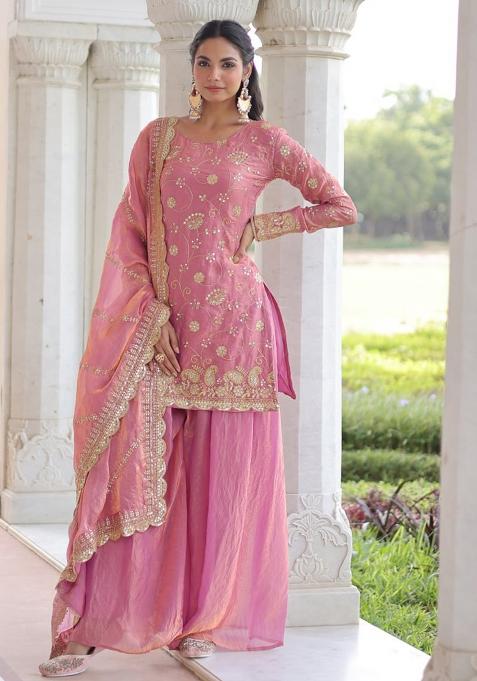 Pink Embroidery Fendi Ethnic Dress