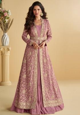 Pink Embroidery Silk Gown