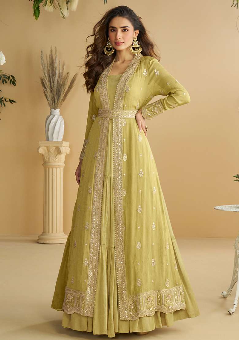 Perrot Embroidered Silk Blend Anarkali - Indya
