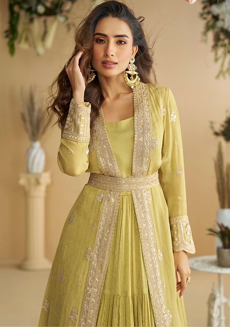 Perrot Embroidered Silk Blend Anarkali - Indya