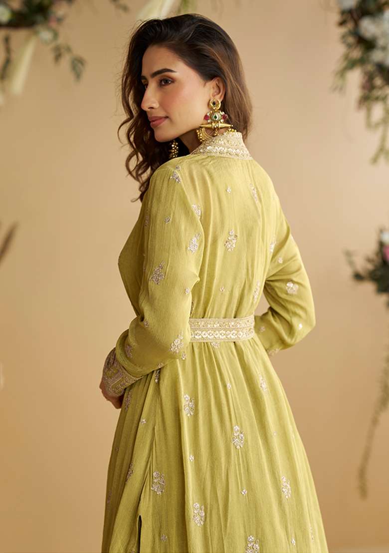 Perrot Embroidered Silk Blend Anarkali - Indya