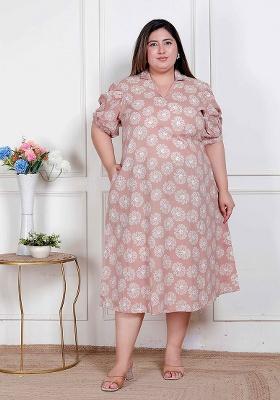 Brown Floral Cotton Dress