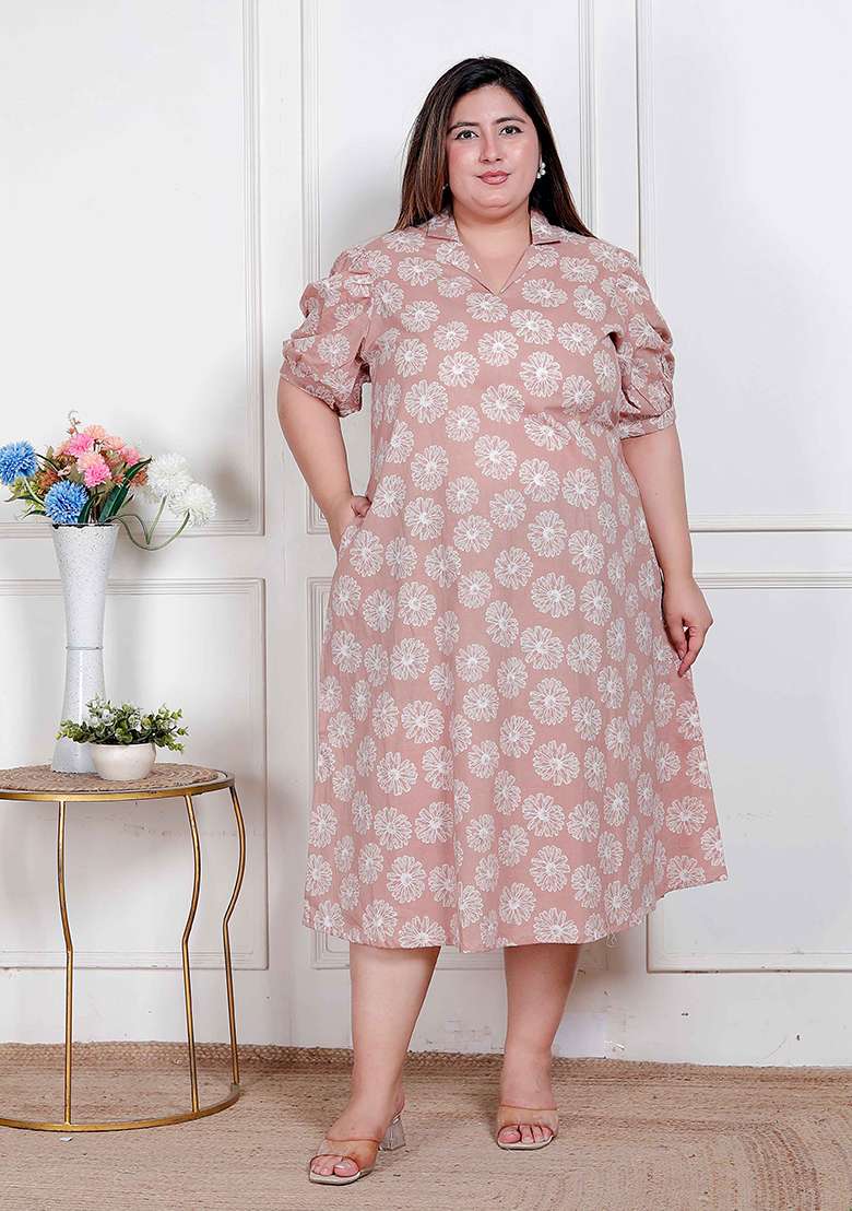 Brown Printed Cotton Kurta - Indya