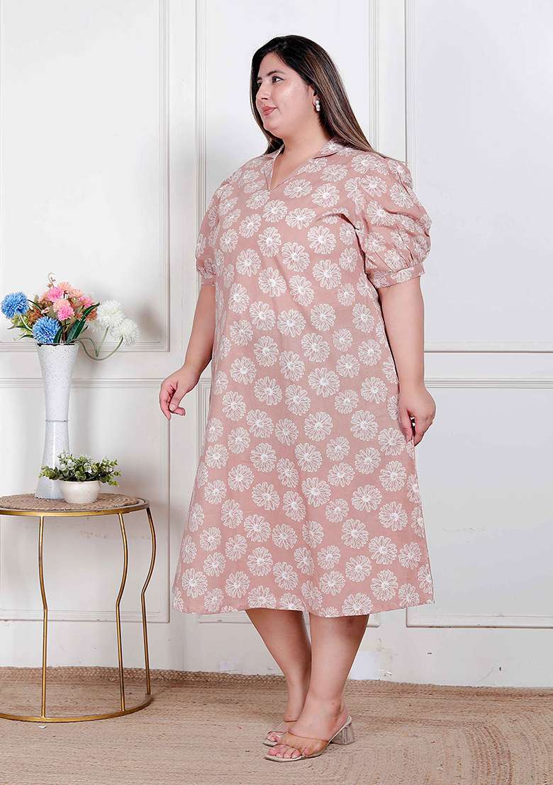 Brown Printed Cotton Kurta - Indya