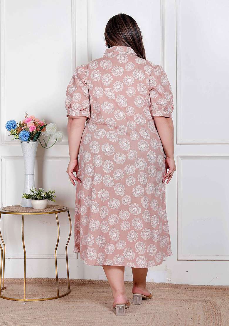 Brown Printed Cotton Kurta - Indya